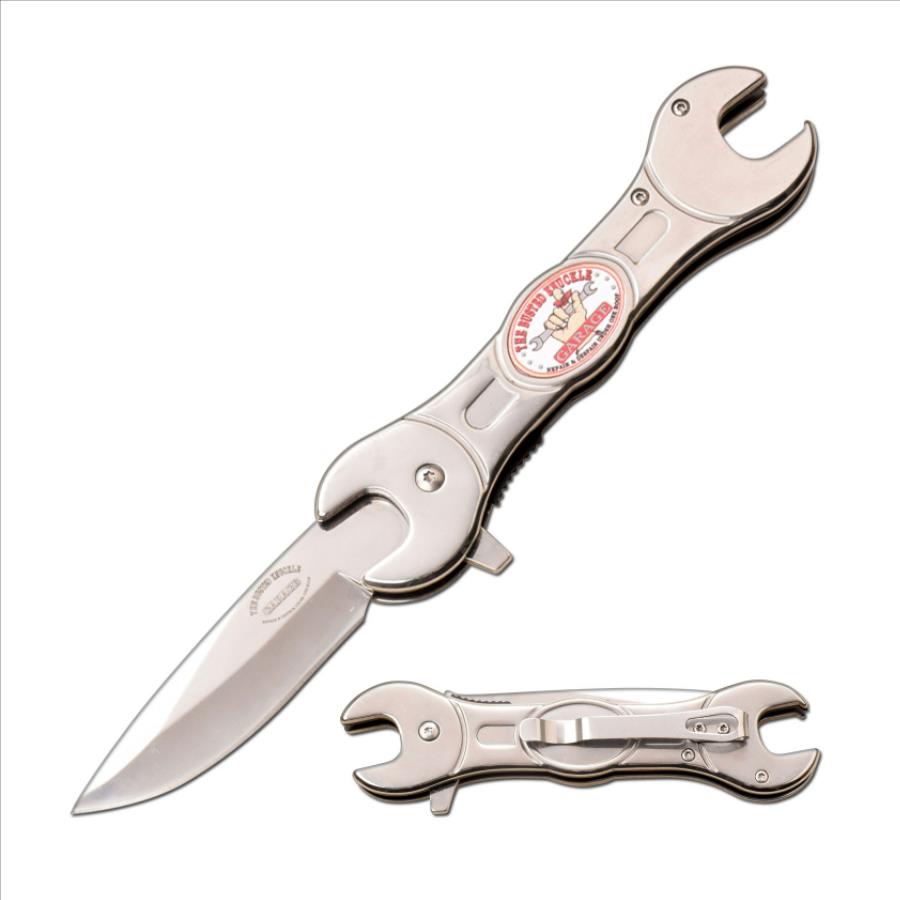 BUSTED KNUCKLE WRENCH GARAGE SPRING ASSISTED KNIFE FOLDING POCKET