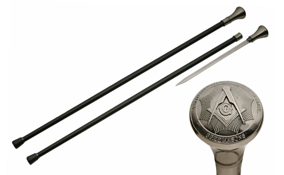 36" FREE MASON / MASONIC WALKING CANE SWORD Property Room