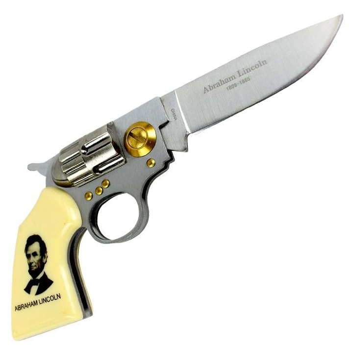 Abraham Lincoln Gun Folding Knife