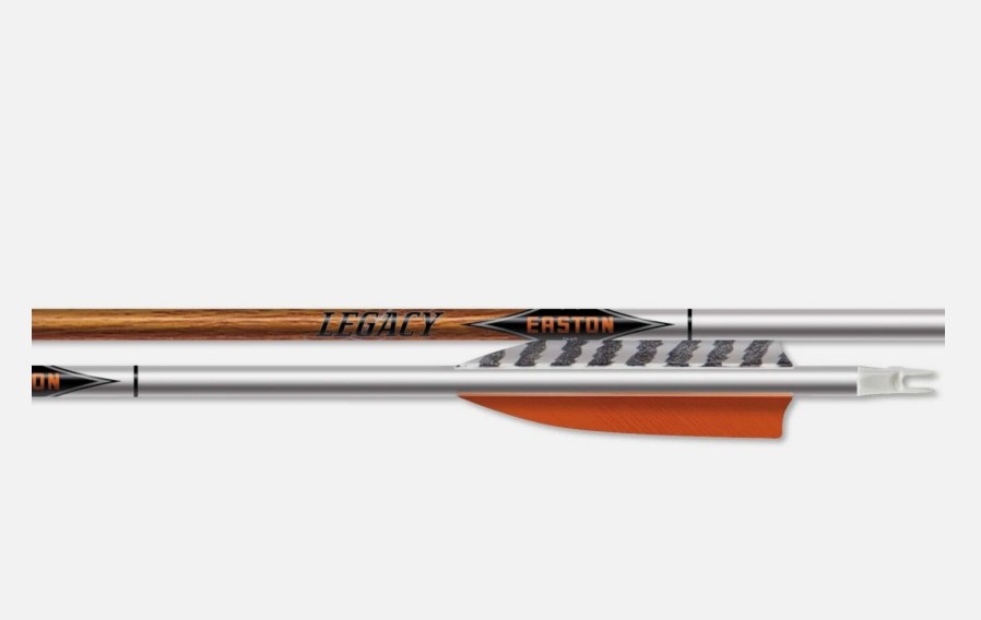 Easton Legacy Traditional Carbon Arrow 340 6pk 4? Feathers w/ Nocks 6.5mm 29761
