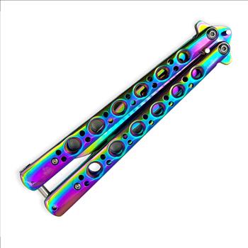 Heavy Duty Balisong Butterfly Knife Rainbow