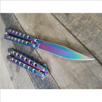 Heavy Duty Balisong Butterfly Knife Rainbow