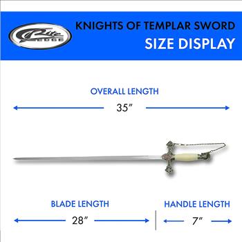 37” Masonic Knight of Templar Replica Ceremonial Long Sword with Adorned Scabbard