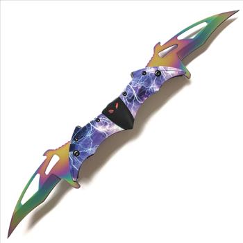 Bat Dual Blade Spring Assisted Knife Lightning Bolts