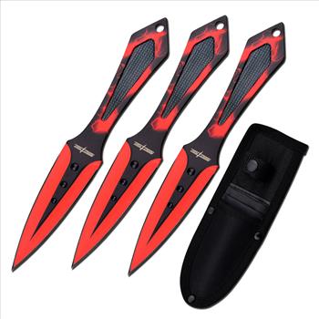Perfect Point - Throwing Knives - Set of 3 - PP-134-3 Red Flames