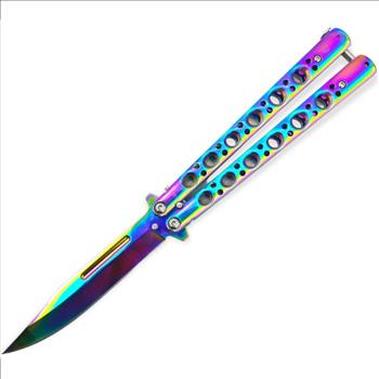 Heavy Duty Balisong Butterfly Knife Rainbow