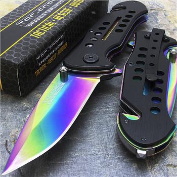 TAC-FORCE RAINBOW TACTICAL SPRING ASSISTED KNIFE