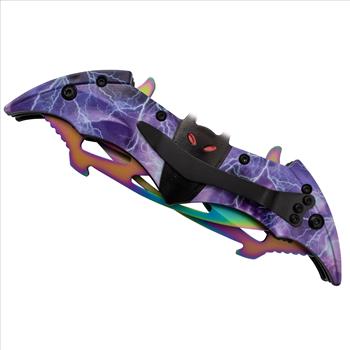 Bat Dual Blade Spring Assisted Knife Lightning Bolts