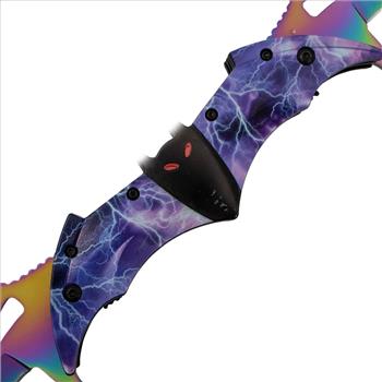 Bat Dual Blade Spring Assisted Knife Lightning Bolts