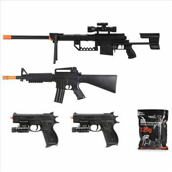 5 PIECE SPRING AIRSOFT SNIPER RIFLE GUN BUNDLE