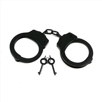 BLACK COLORED CHAINED HEAVY DUTY HANDCUFFS