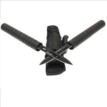 INTERLOCKING THROWING KNIVES BATON SET OF 2 WITH SHEATH