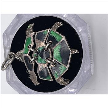 Sterling Silver Hinged Turtle Pendant 7.2g