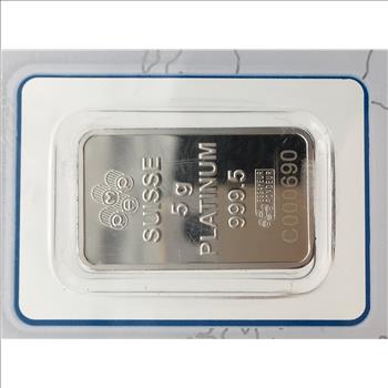 5 Gram Platinum Bar 999.5 PAMP Certified 