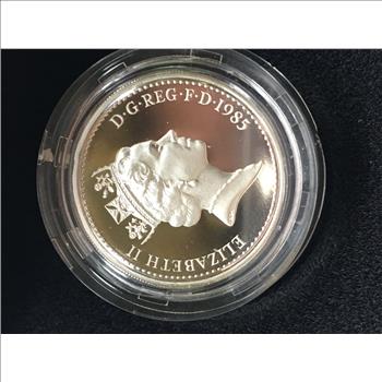 1985 United Kingdom Silver Proof One Pound Coin Sterling Silver 