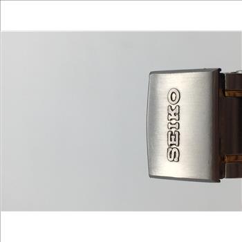 Vintage Seiko Alarm Chronograph Two Tone 7T32-7B30 Quartz Mens Watch 7 1/2 Wrist Scratches on Back 