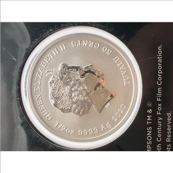 2020 Homer Simpson 1/2 oz Colorized Silver Coin 