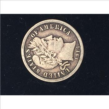 1914 US 90% Silver Barber Dime Good Condition 