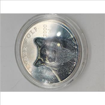 2000 Timber Wolf $10 Republic Of Liberia Colorized Silver 
