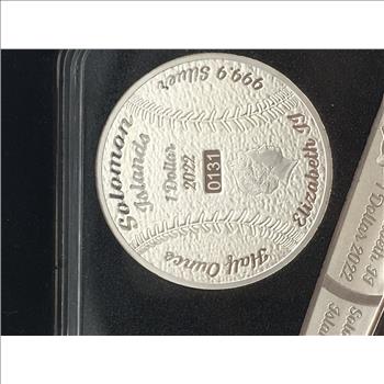 2022 Baseball Heritage Sports Series (2) 1/2oz Silver Baseball Coin Set Produced In Switzerland 
