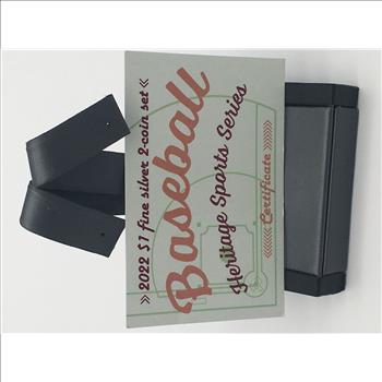 2022 Baseball Heritage Sports Series (2) 1/2oz Silver Baseball Coin Set Produced In Switzerland 