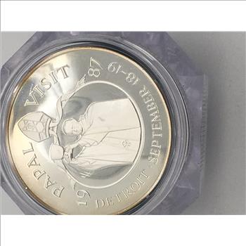 1987 Pope John Paul II Papal Visit Detroit September 18-19 Sterling Silver Coin .925 