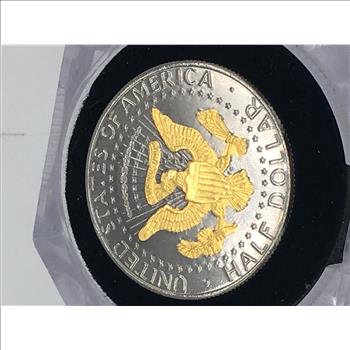 (2) 2019 JFK Half Dollar Clad Entirely in Black Ruthenium with 24KT Gold Clad Highlights on Obverse and Reverse 