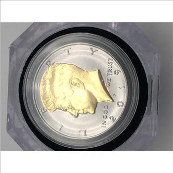 (2) 2019 JFK Half Dollar Clad Entirely in Black Ruthenium with 24KT Gold Clad Highlights on Obverse and Reverse 