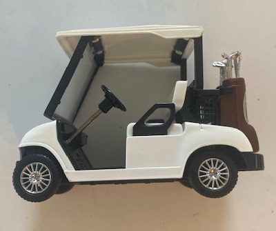 Miniature White Die Cast Metal Golf Cart