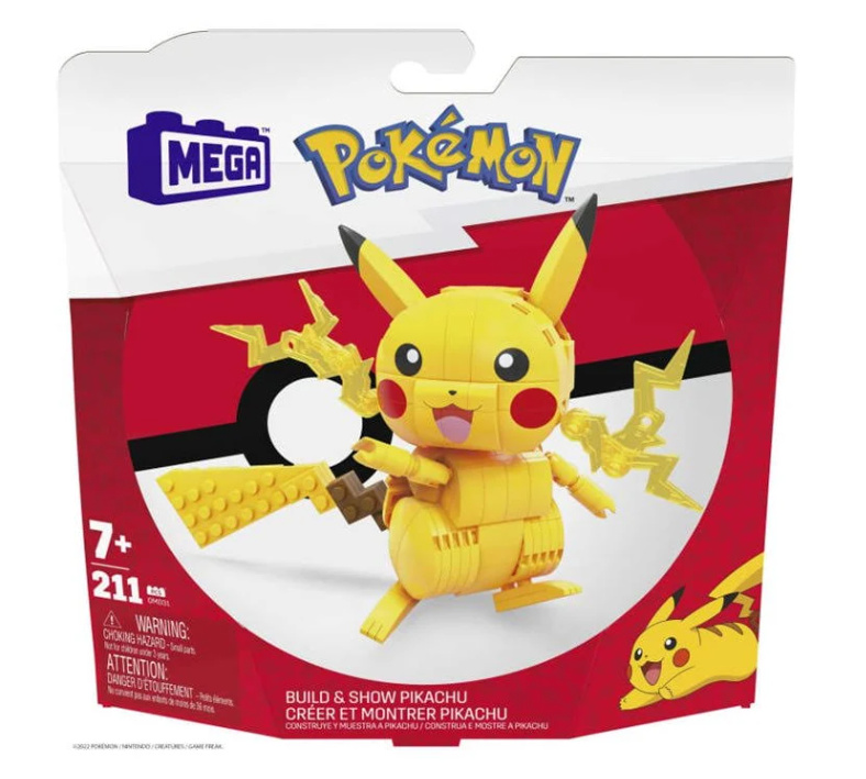 Mega Construx Pokemon Pikachu MEGA Pokemon Building Toy Kit Pikachu (211 Pieces) with 1 Action Figure for Kids