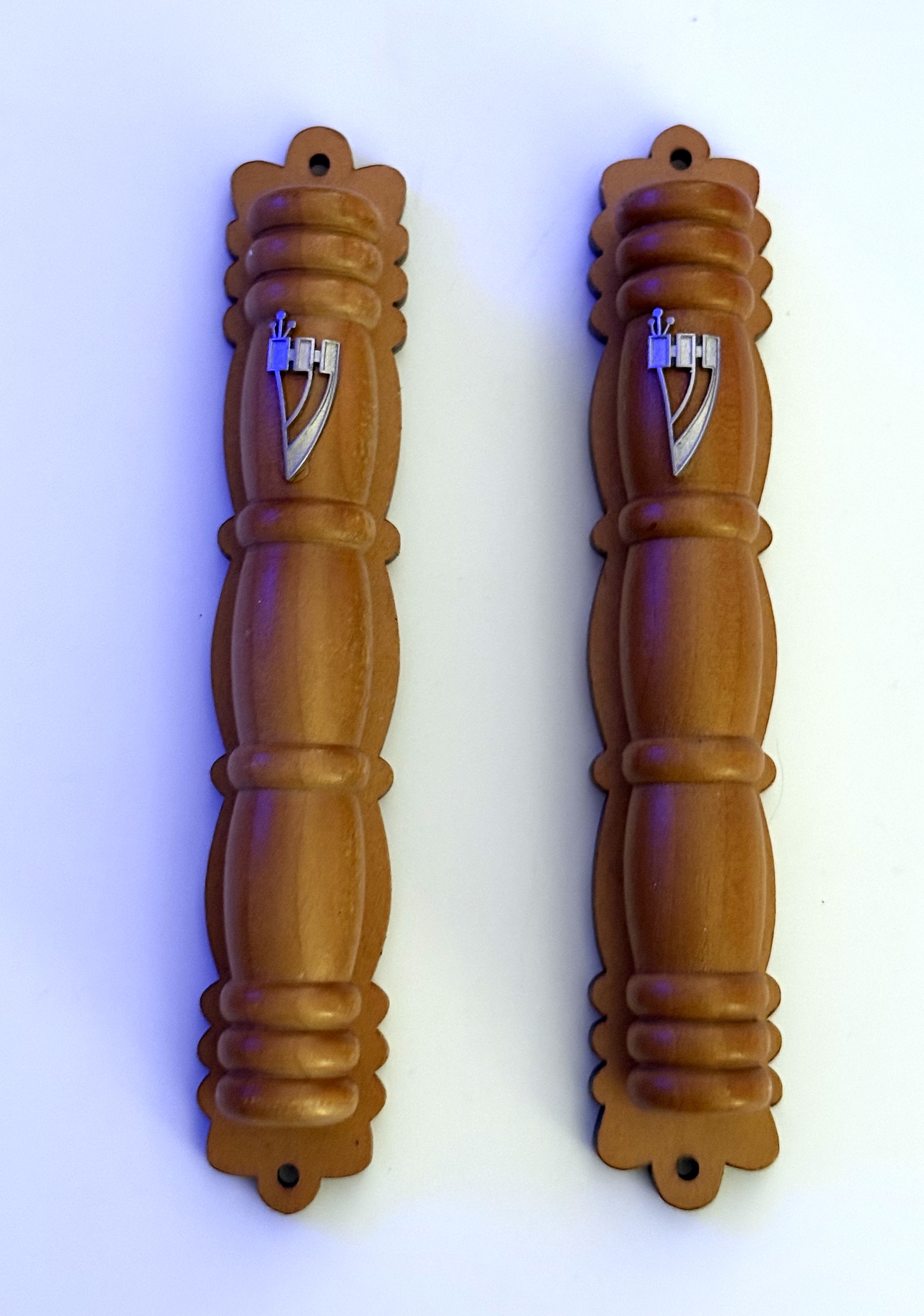 2 units Wood Mezuzah Case With Scroll Inside