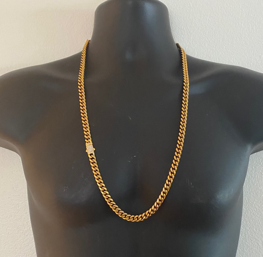 Cuban 18K Gold Plated Necklace Size 28"