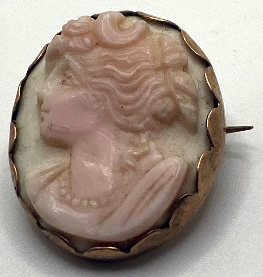 Antique Victorian Front Face Cherub Cameo Brooch Circa 1876