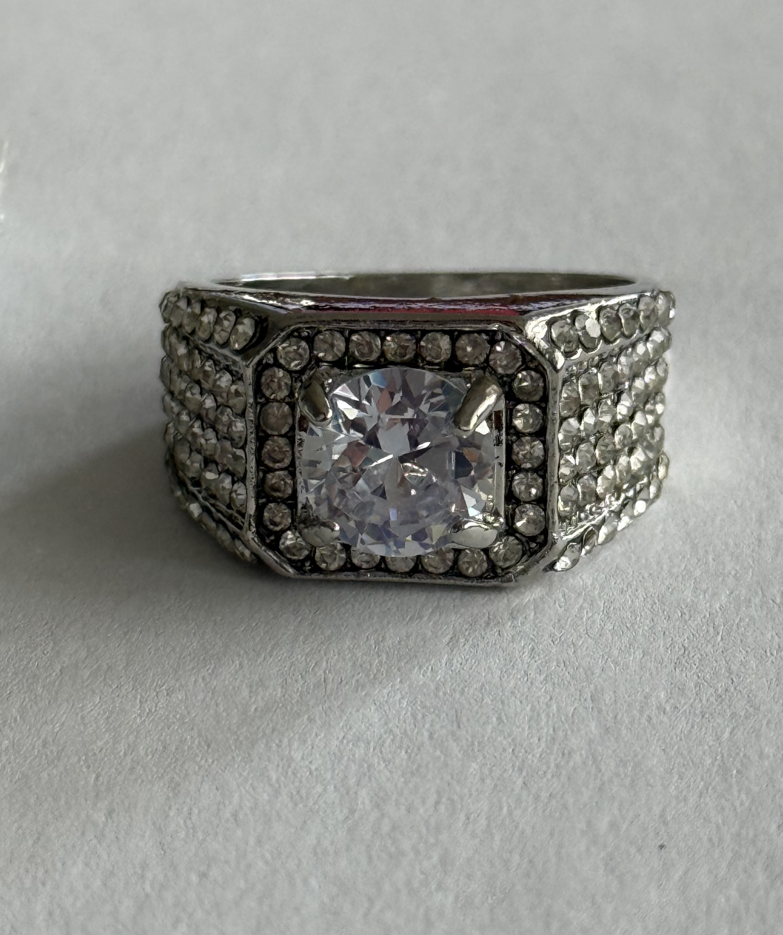 Men's Iced Out Square Halo Ring     
