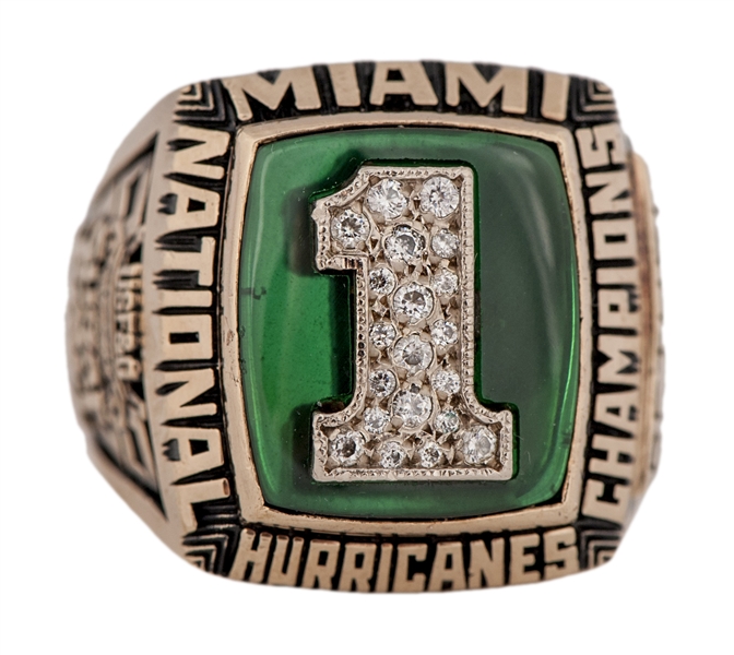1989 Miami Hurricanes NCAA Football National Championship Ring Size 11 Property Room