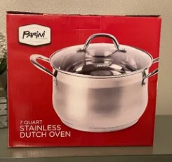 Parini 7 Quart Stainless Steel Dutch Oven Pot w/ Lid