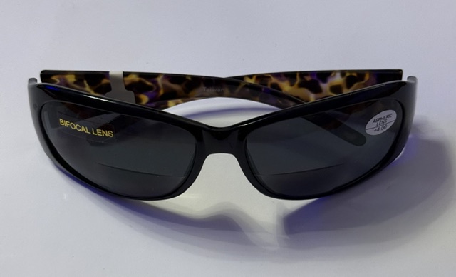 Black Wrap-Around Bi-focal Reading Sunglasses w/ ortoise-Shell Arms