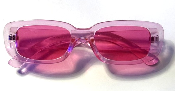 Transparent Pink Rectangular Y2K-Style Sunglasses 