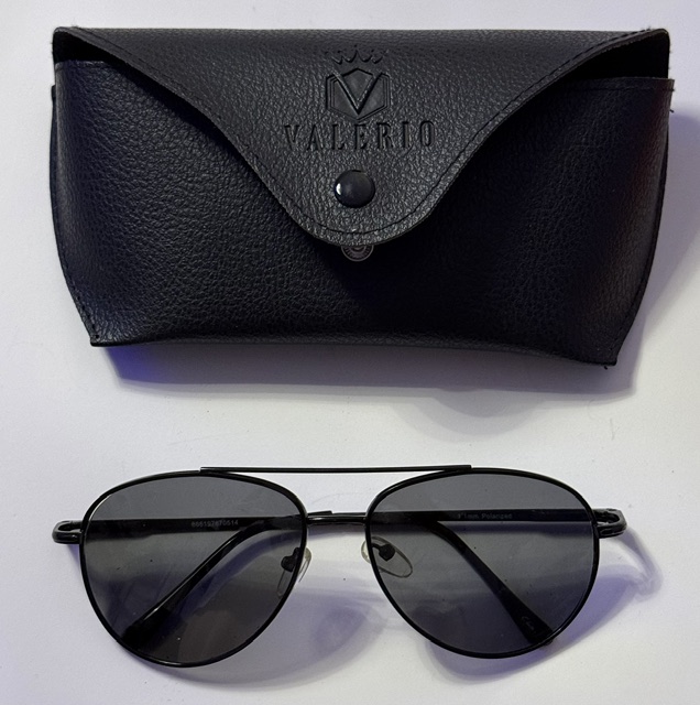 Aviator Sunglasses w/ Black Textured Valerio Glasses Case 