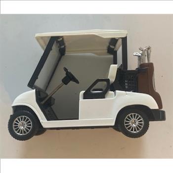 Miniature White Die Cast Metal Golf Cart