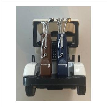 Miniature White Die Cast Metal Golf Cart