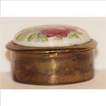 Vintage Silver Porcelain Vanity Trinket Box Canister Circa 1950