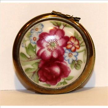 Vintage Silver Porcelain Vanity Trinket Box Canister Circa 1950