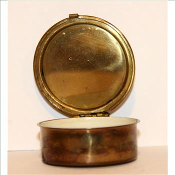 Vintage Silver Porcelain Vanity Trinket Box Canister Circa 1950