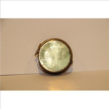 Vintage Silver Porcelain Vanity Trinket Box Canister Circa 1950