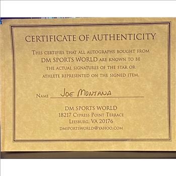 Joe Montana Autographed Football With Certificate Of Authenticity