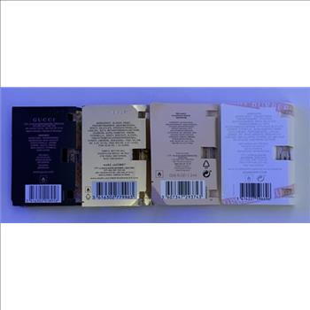 Burberry Her London Dreamc, Burberry Her Blossom, Gucci Flora Gorgeous Gardenia, and Gucci Bloom (each 1.5 ml / 0.05 fl. oz.)
