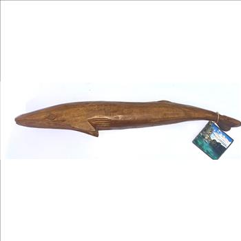 Vtg Whale Raw Wood Sculpture Figurine Hand Carved Rustic Primitive Nautical 