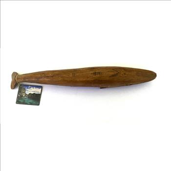 Vtg Whale Raw Wood Sculpture Figurine Hand Carved Rustic Primitive Nautical 