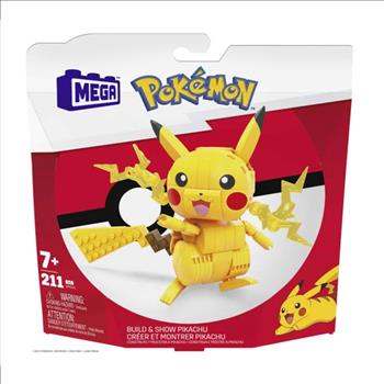 Mega Construx Pokemon Pikachu MEGA Pokemon Building Toy Kit Pikachu (211 Pieces) with 1 Action Figure for Kids